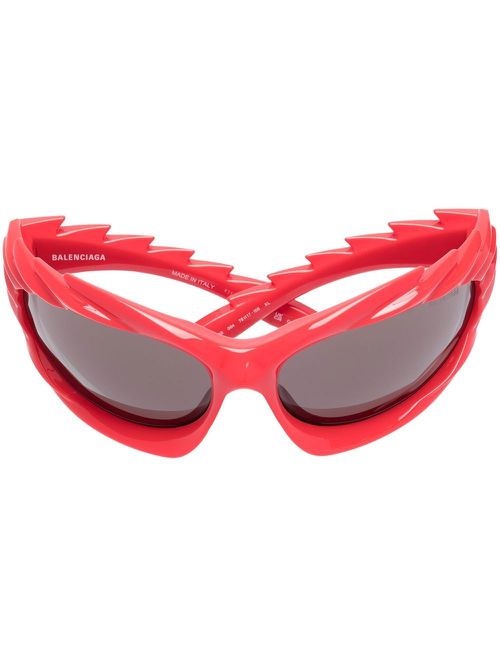 Serrated geometric-frame sunglasses - Red
