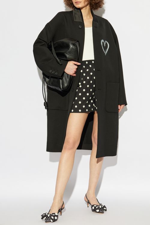 Coat With Heart-shaped Print, Women's, Black