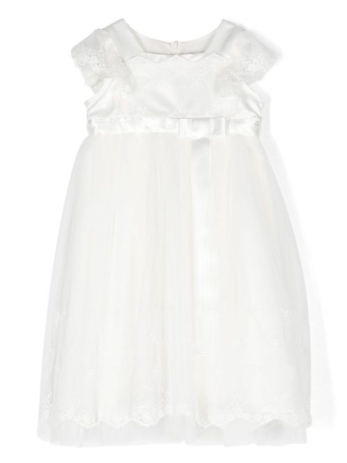 Iconic Chic lace-trim flared dress - White