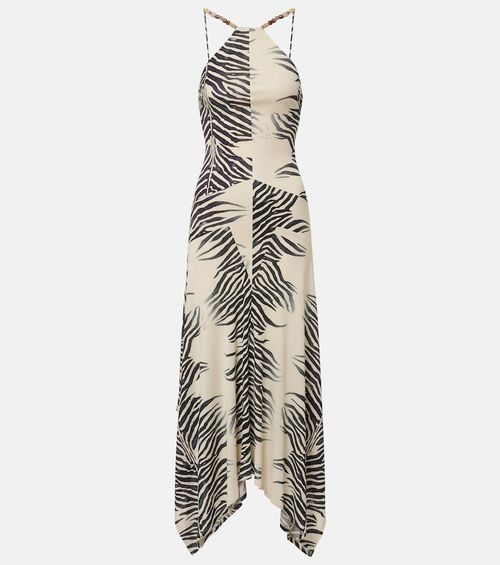 Artemis asymmetric zebra-print gown