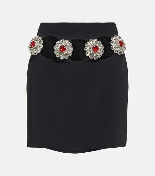 Crystal-embellished cutout miniskirt