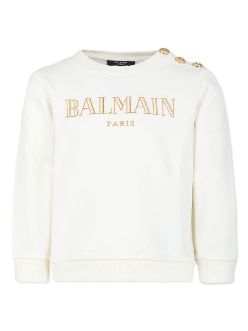 Embroidered-logo cotton sweatshirt - White