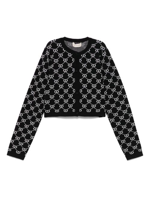 Logo-intarsia cardigan - Black