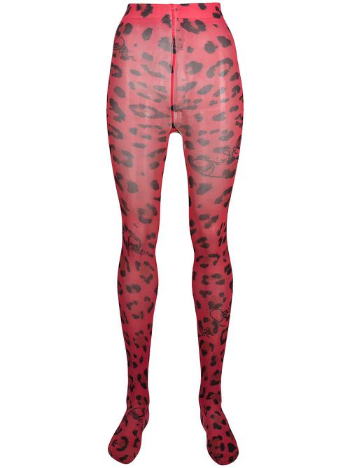 Leopard print tights - Red