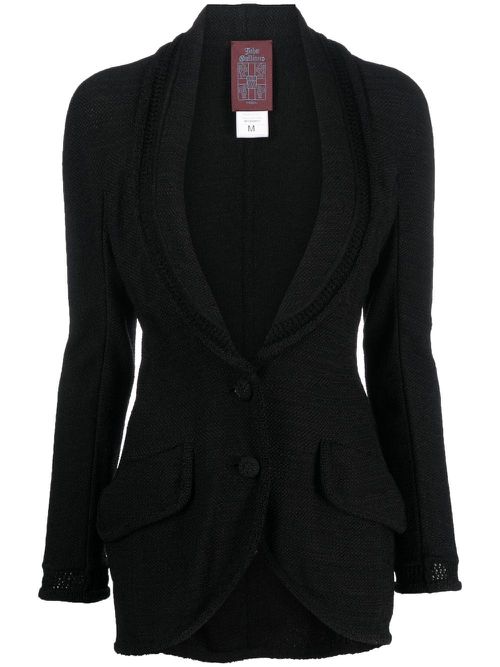 1990s crochet knit blazer - Black