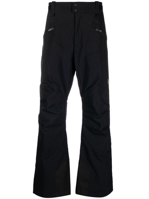 Embroidered-logo straight trousers - Black