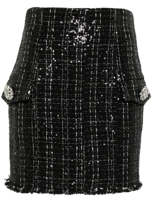 Sequinned tweed miniskirt - Black