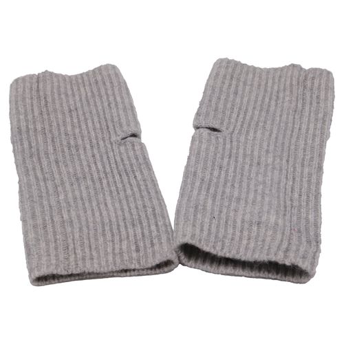 Ribbed-Knit Finger Gloves in Grey Cashmere