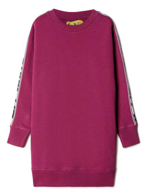 Logo-tape cotton sweatshirt dress - Red