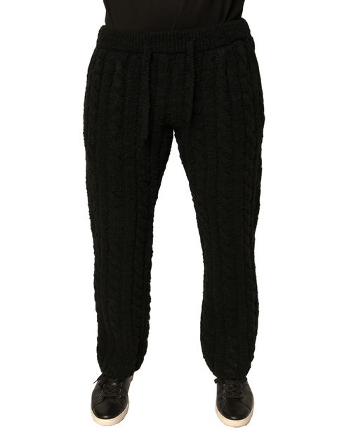 Virgin Wool and Cashmere Knit Trousers — Black