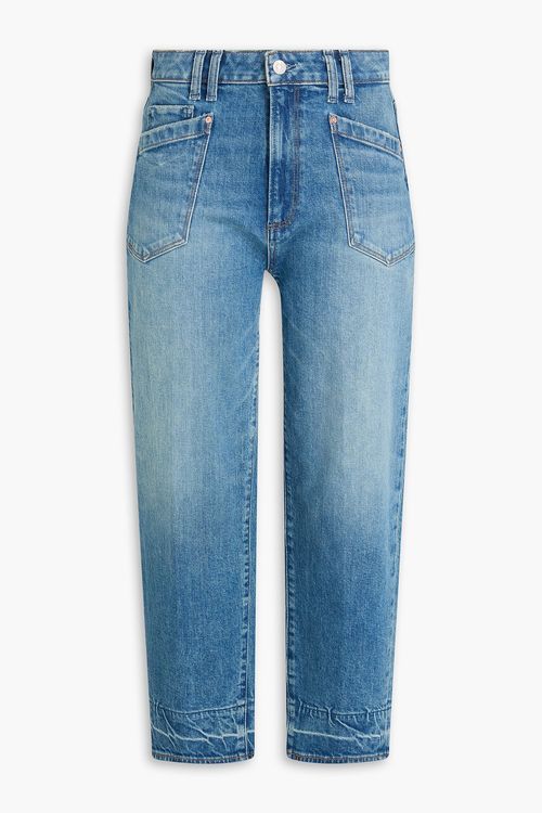Alexis cropped faded high-rise barrel-leg jeans - Blue - 27