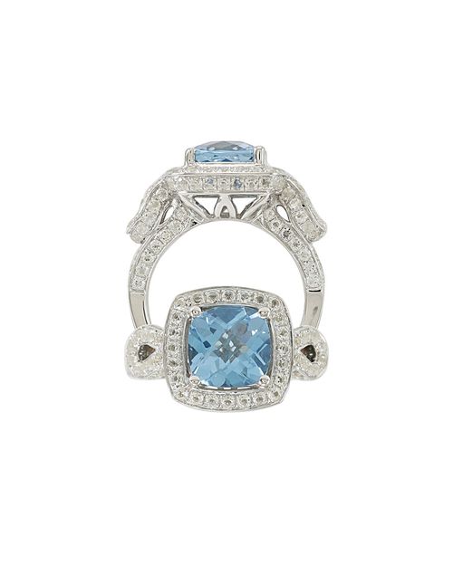 Silver 5.36 Ct. Tw. Diamond & Topaz Ring