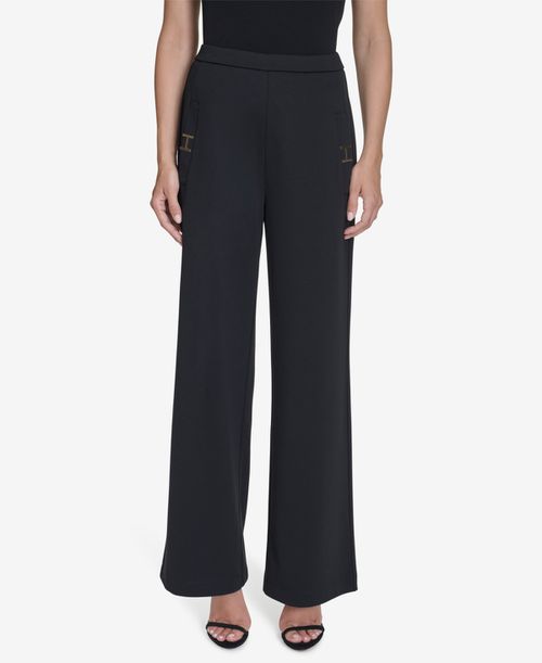 Women's Logo Hardware Straight-Leg Pants - Black