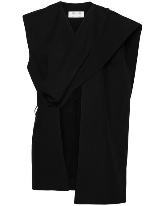 Wool belted vest - Black