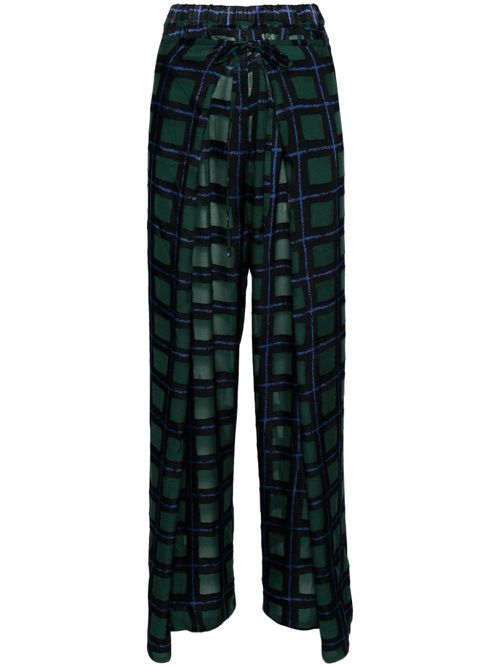 Check-pattern straight trousers - Black