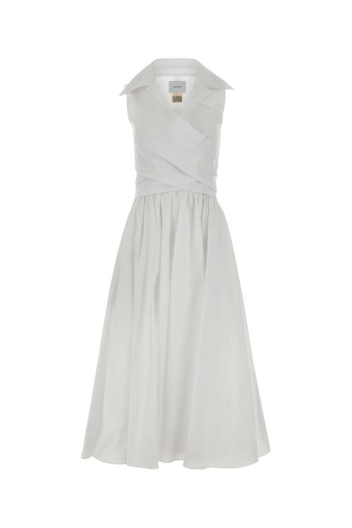 Draped Midi Dress — White