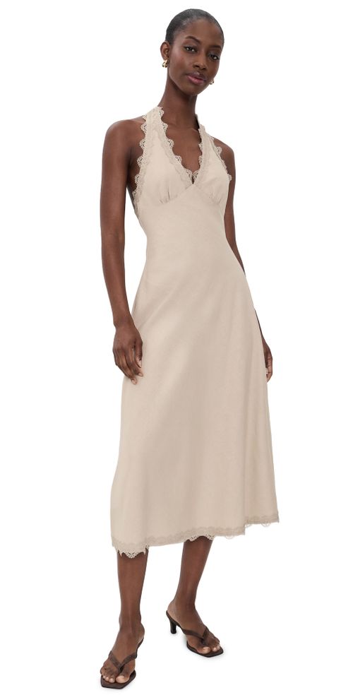 Stars Align Midi Dress Beige