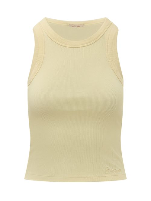 Yellow Solid Round Neck Top