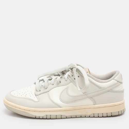 Nike Grey/White Leather "Sail Light Bone" Dunk Low Top Sneaker