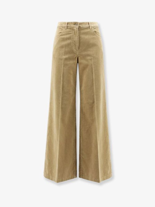 Cotton Velvet Trousers — Beige