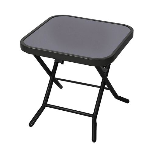TEMU Folding Side Table With Glass Top, Small Outdoor Coffee Table, Garden Home Furniture For Indoor Outdoor Cafe Dining, Black square