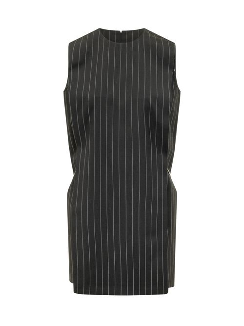Black Stripes Round Neck Mini Dress