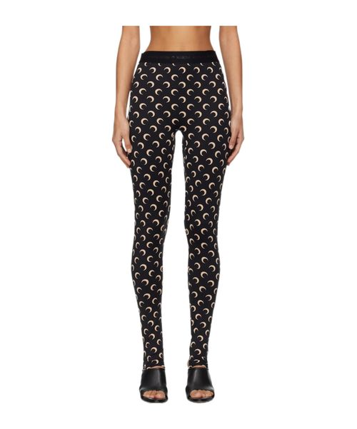 Black Recycled Moon Jersey Stirrup Leggings