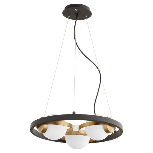 Nimbus 3-Light Chandelier in Textured Black w with Aged Bra