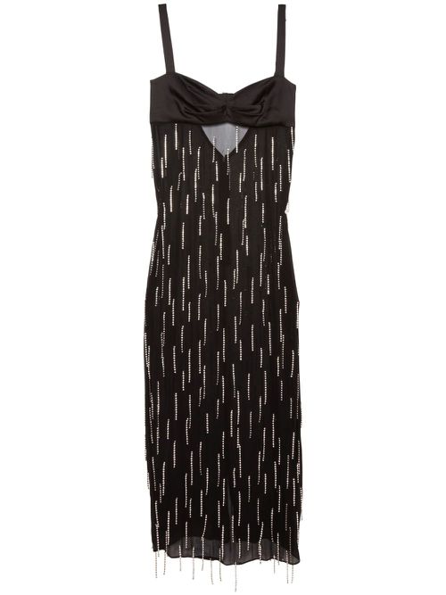 Dangling Stones stretch-silk midi dress - Black