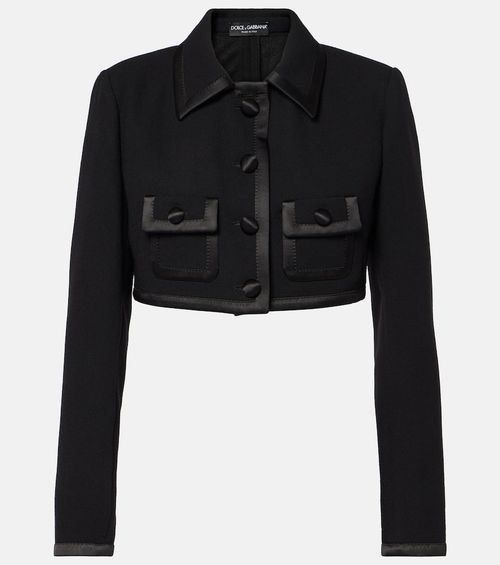 Cropped wool and silk-blend jacket