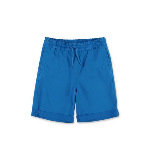 Kenzo Shorts Blu Royal In Gabardine Di Cotone Bambino