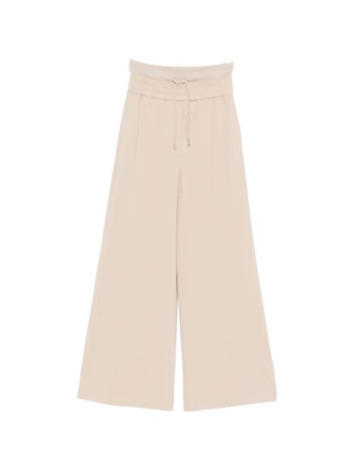 Drawstring Wide-Leg Trousers — Sand