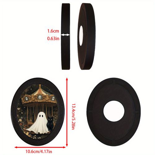 TEMU Halloween Decoration - Gothic Victorian Photo Frame With Oval Shape, - Durable Plastic Display Case For Haunted House, Party Decor, Or Year-roo