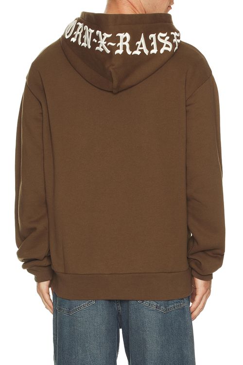 Born x Raised Embroidered Hoodie in Walnut & Cream - Brown. L also in M, S, XL/1X