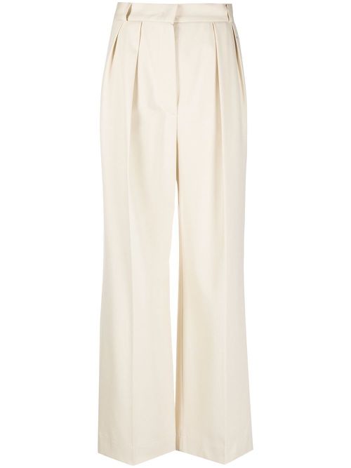 Pleat-detail high-waisted trousers - Neutrals