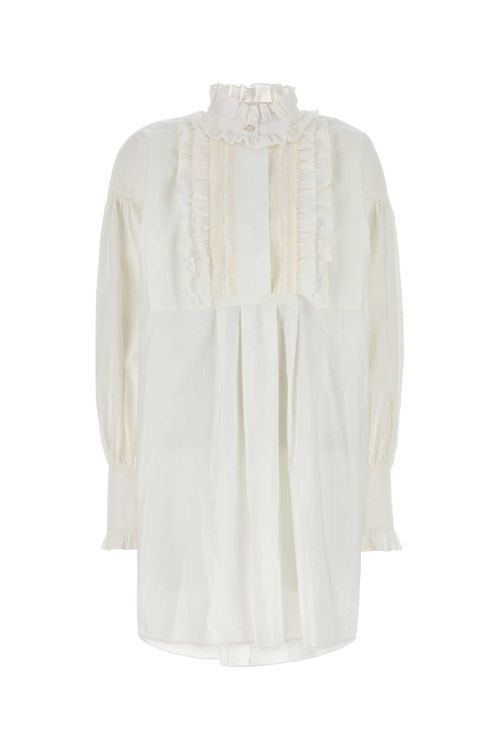 White Cotton Blend Dress