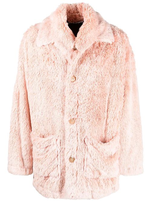 Faux shearling shirt jacket - Pink