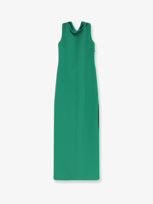Plunging Back with Side Slit Dress — Green