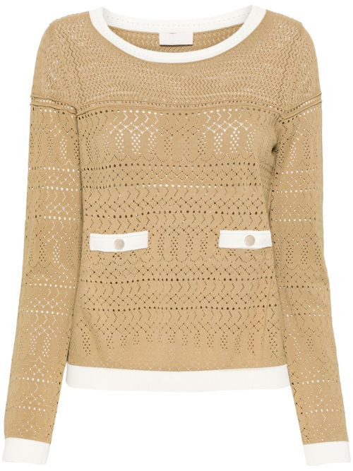 Pointelle-knit sheer top - Neutrals