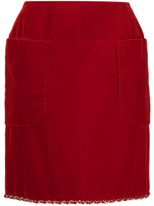 1990s chain-trim velvet miniskirt - Red