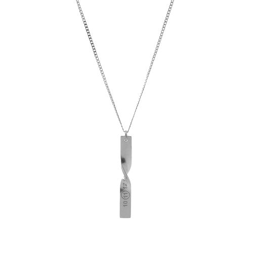 Men's Twisted Number Logo Bar Necklace in Palladium 