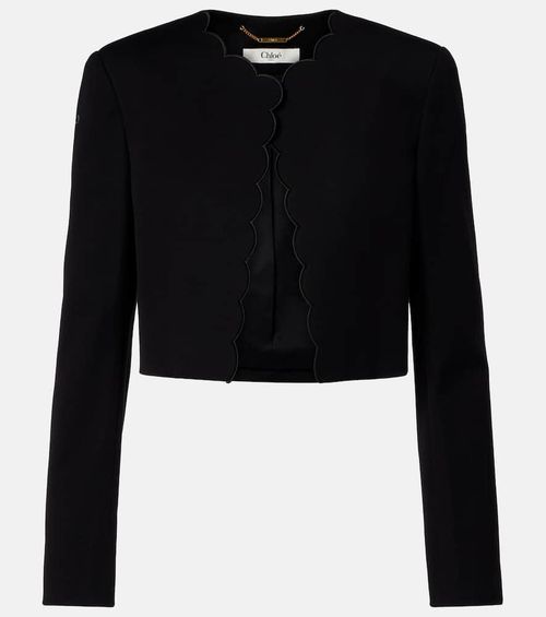 Chloé Scalloped cropped cotton velvet jacket