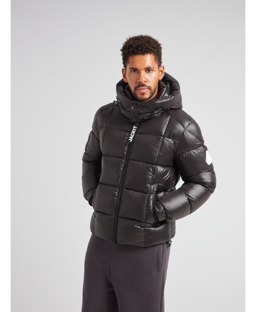 Men's Ez Boxed Hooded Racer Puffer Jacket - Black/black