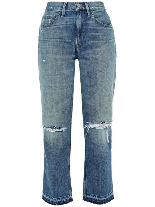 Distressed mid-rise cropped jeans - Blue