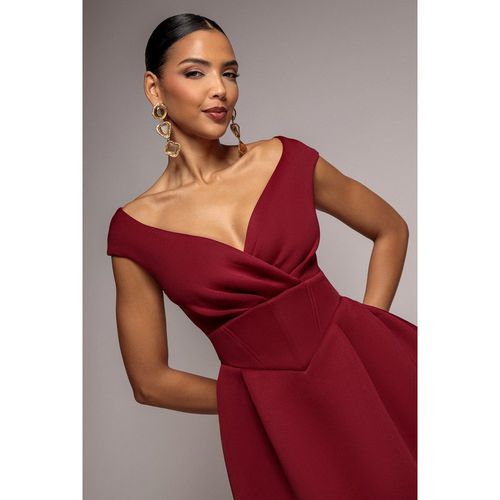 Goddiva Corset Fit & Flare Mini Dress - Wine