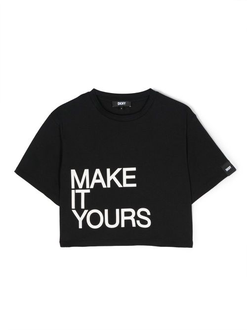Slogan-print cotton T-shirt - Black