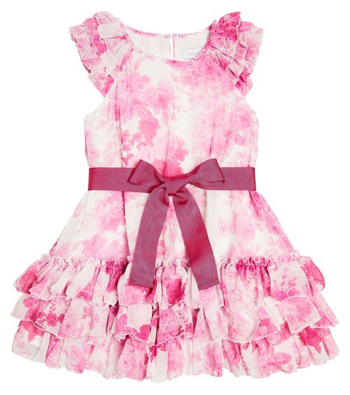Monnalisa Floral bow-detail georgette dress