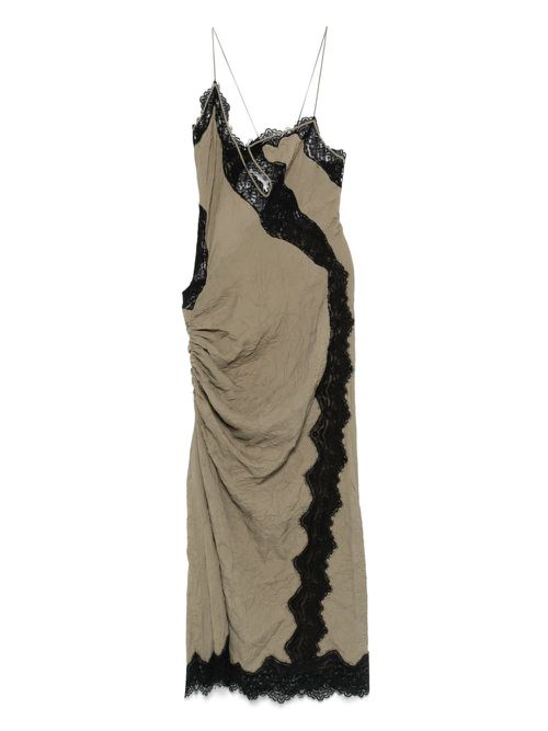 Lace-detailing midi dress - Green