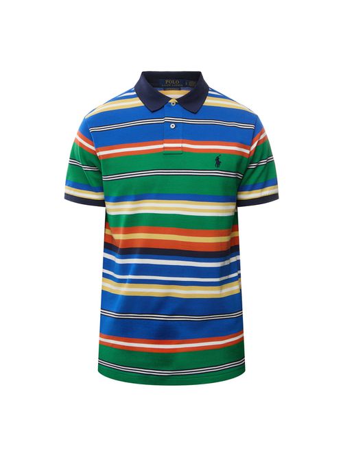 Mens Custom Slim Fit Striped Mesh Polo Shirt, Cotton
