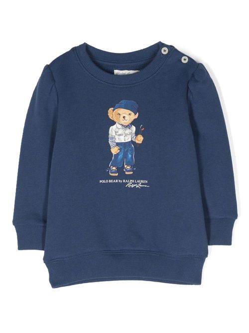 Polo Bear-print crew neck sweatshirt - Blue